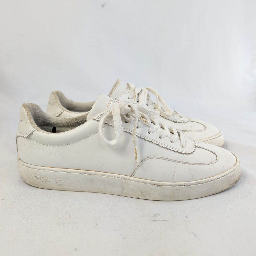 Scotch & Soda Sneakers Plakka Mens White Leather Low Top Amsterdam Shoes US 10.5